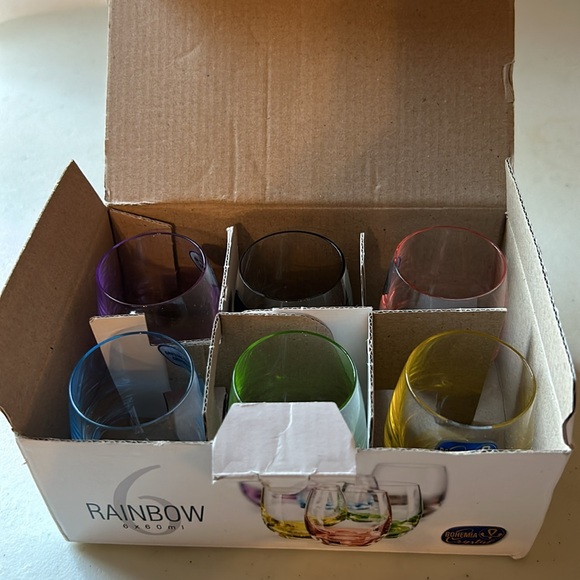 6 Small 2 oz Bohemia Crystal Rainbow Glasses New - Picture 5 of 11